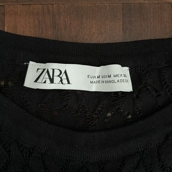 Zara Open Knit Short Sleeve Sweater Size M - Picture 8 of 10